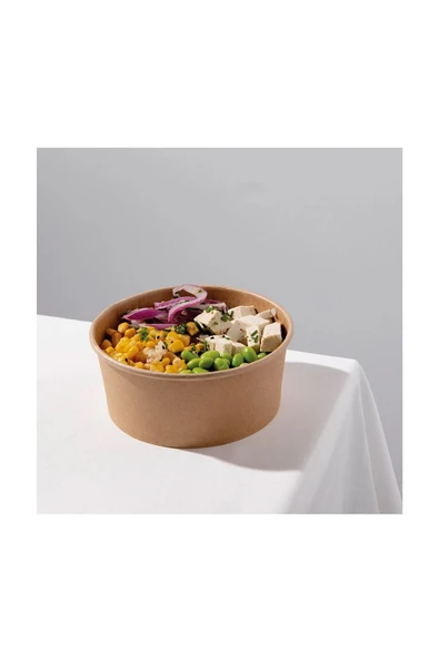 Salata Kasesi Kapaklı Organik Kraft 750cc 50 Adet
