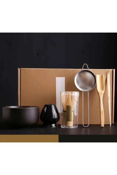 Matcha Bambu Karıştırıcı Seremoni Seti (WHİSK VE SCOOP, KASE , WHİSK TUTUCU,KAŞIK VE SÜZGEÇ)