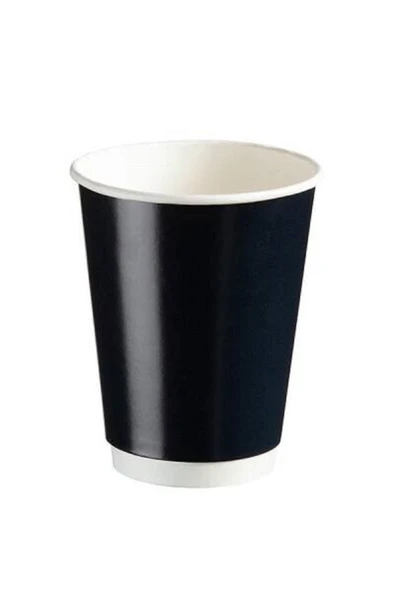 Özel Seri 14 oz Parlak Siyah double wall (çift duvarlı) l Karton Bardak -20 Adet