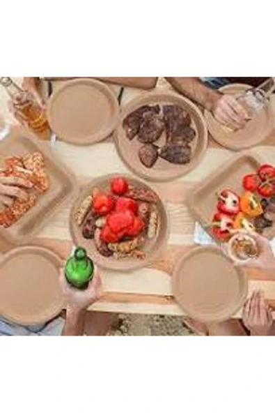 Kalın Kraft Kağıt Tabak 25 Adet (23 CM) - Resim 3