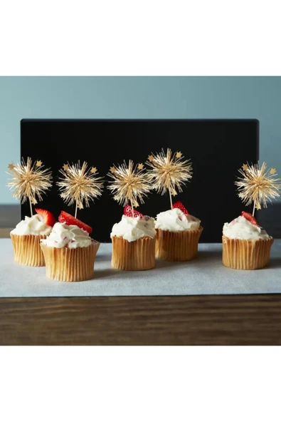 5'li Işıltılı Folyo Cupcake Süsleri - 4