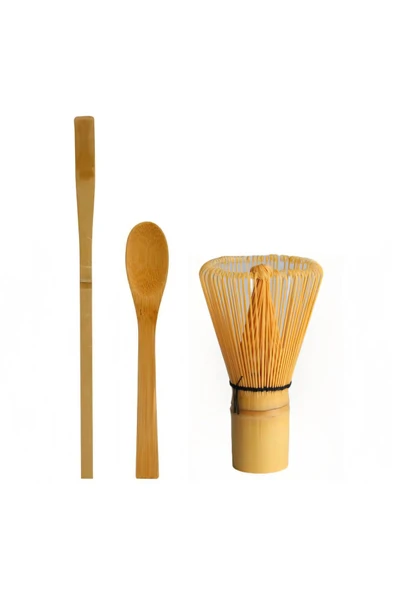 Bambu Whisk Bambu Scoop Çayı İçin El Yapımı 3 Parça Bambu Karıştırıcı, Geleneksel Kaşık & Bambu