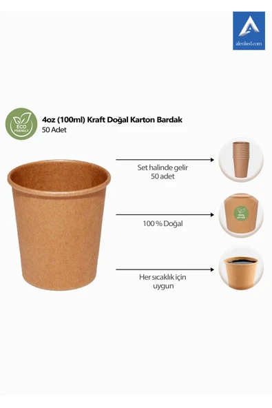 Kraft 4oz Karton Bardak 50 Adet