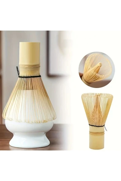 Matcha 3 Lü Set Bambu Çırpıcı,beyaz Seramik Chashaku Ve Çay Kaşığı Ile Birlikte - 3