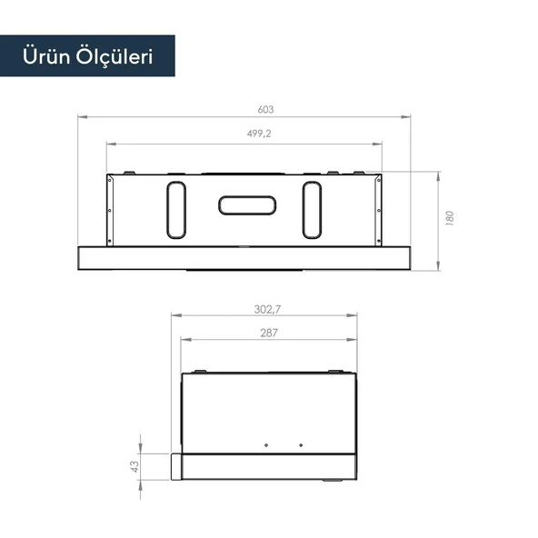 Kumtel Gövde Siyah Panel Inox Sürgülü Aspiratör 2 kademeli hız seçeneği  DS6-905 (Siyah-Inox) - 2