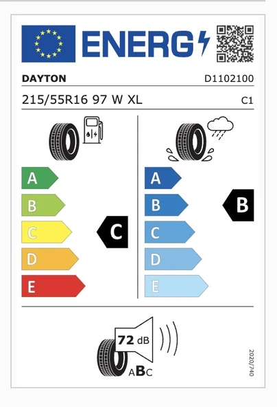Dayton 215/55R16 97W Xl Tourıng 2 C-B-72 Yaz Oto Lastiği (Üretim Yılı: 2025) - 2
