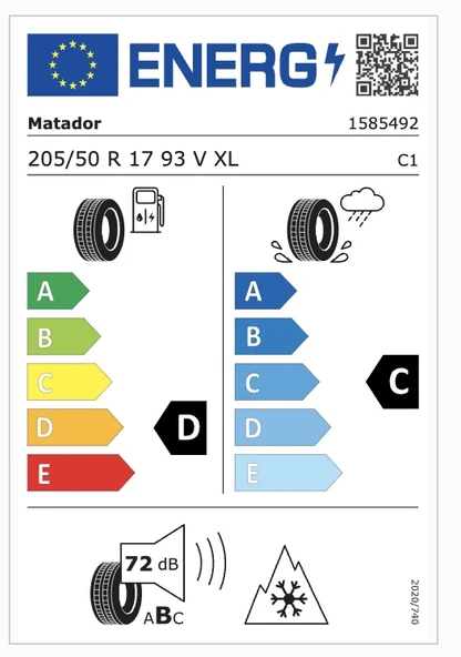 Matador 205/50R17 93V Xl Mp93 Fr M+S D-C-72 Kış Oto Lastiği (Üretim Yılı: 2024)