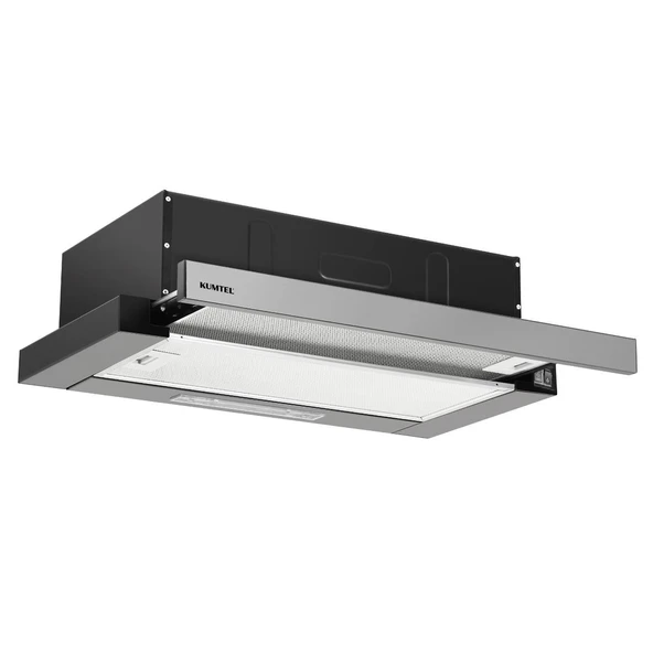 Kumtel Gövde Siyah Panel Inox Sürgülü Aspiratör 2 kademeli hız seçeneği  DS6-905 (Siyah-Inox)