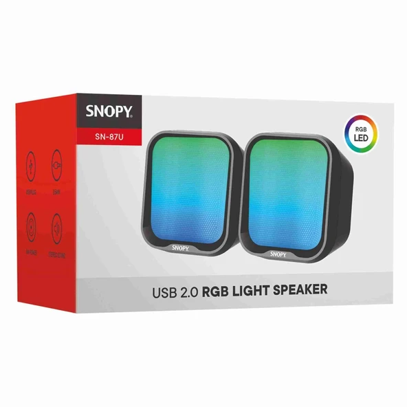 Snopy SN-87U 2.0 Mini RGB Işıklı 2Wx2CH Siyah USB Gaming Speaker Hoparlör - 2