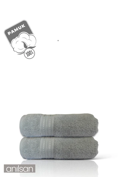 2'li Boncuk Gri El Havlusu - 50x90 Cm, 225 Gr, %100 Pamuk, Spa Ve Otel Havlusu, Günlük Kullanıma Uygun - Resim 2