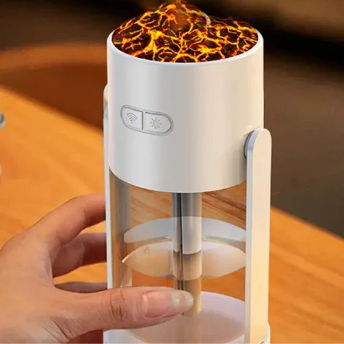 Yüksek kaliteli ultrasonik ayarlamak melek taşınabilir elektrikli nemlendirici H20 Usb Mini alev Aroma yayıcı volkan nemlendirici - 2