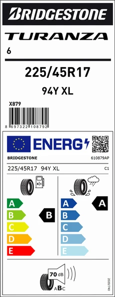 Bridgestone 225/45R17 94Y Xl Turanza 6 B-A-70 Yaz Oto Lastiği (Üretim Yılı: 2025) - Resim 2