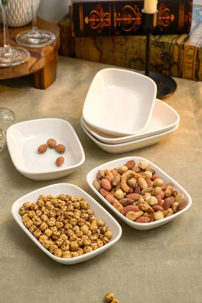 Farika Porselen Yekta 6'lı 15 Cm Porselen Kahvaltı Sunum Çerezlik Seti Kırık Beyaz - 3