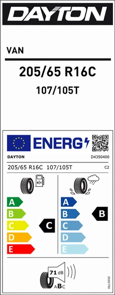 Dayton 205/65R16 C 107/105T Van C-B-71 Yaz Hafif Ticari Lastiği (Üretim Yılı: 2025) - Resim 2