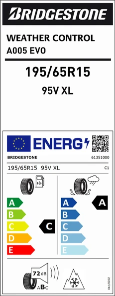 Bridgestone 195/65R15 95V Xl A005 C-A-72 4 Mevsim Oto Lastiği (Üretim Yılı: 2025) - Resim 2
