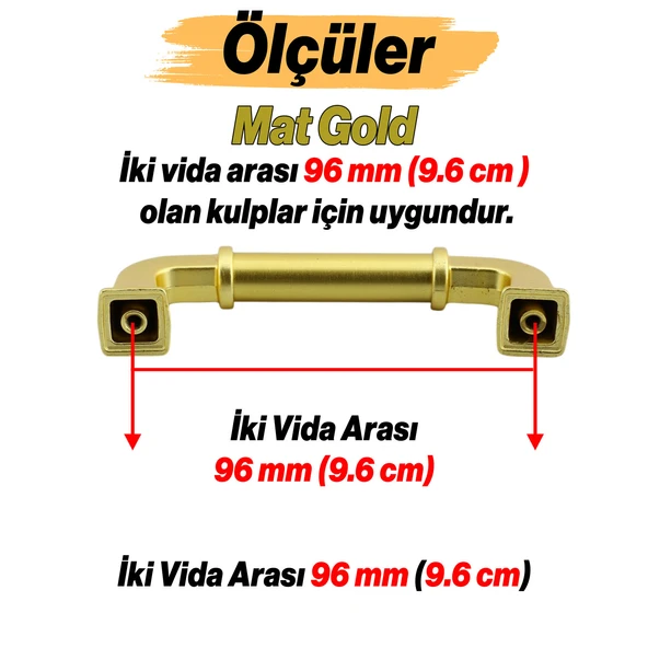 Alfa Metal Mat Gold Altın Kulp 96 mm Mobilya Çekmece Mutfak Dolabı Dolap Kapak Kulpları Kulb Kulpu - 3