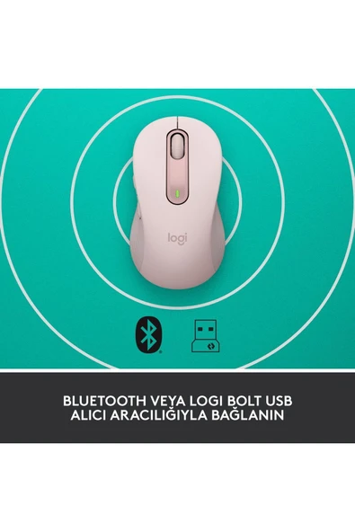 Logitech Signature M650 Küçük ve Orta Boy Sağ El Için Sessiz Kablosuz Mouse - Pembe - 5