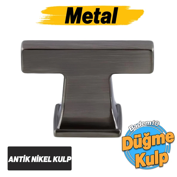 Gediz Antik Nikel Kulp Düğme Tek Vidalı Çekmece Kulbu Metal Kulplar Mutfak Mobilya Dolabı Dolap Kulp