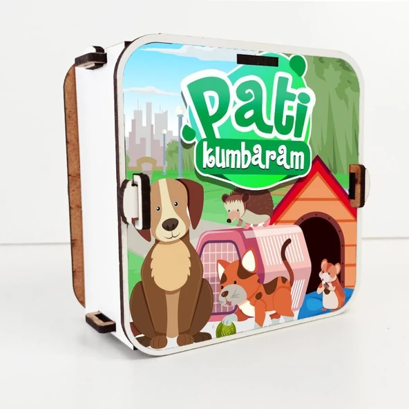 14x11 Eğitici  Ahşap  Pati Kumbara  0350