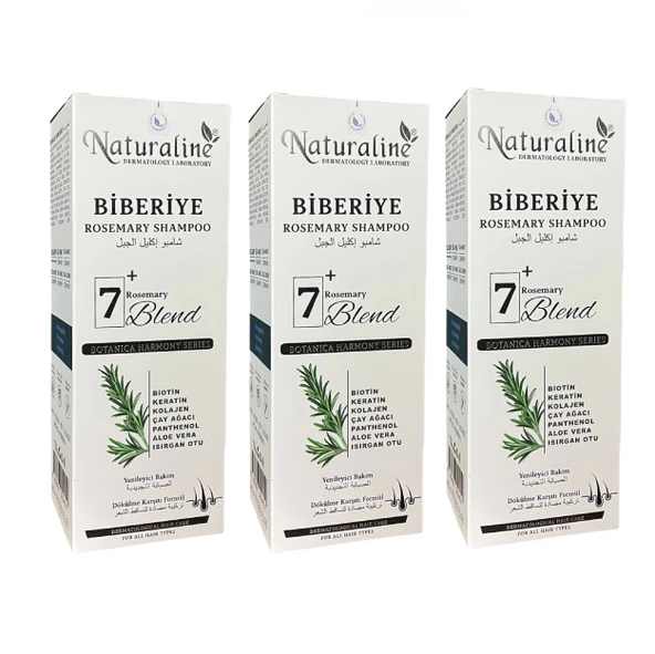 Naturaline Biberiye Şampuanı 400 ml 3 Adet Roemary Shampoo 7 Doğal Bileşim