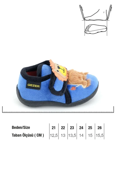 Gezer Erkek Çocuk Bebek Kışlık Cırtlı Ayarlanabilir Günlük Okul Kreş Panduf Ayakkabı - Resim 7