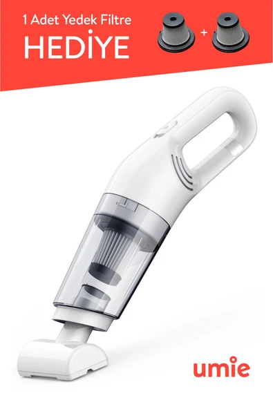 Araç Süpürgesi ELS24 Beyaz 50W 4000mAh 6000PA Kablosuz Şarjlı Taşınabilir Type-C Ev Araba Süpürge