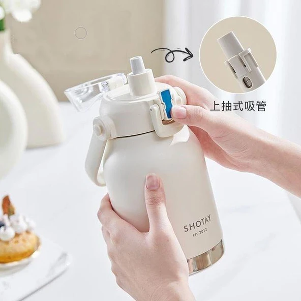 Shotay Çelik Termos Matara Phone Holder 1000Ml Siyah - 5