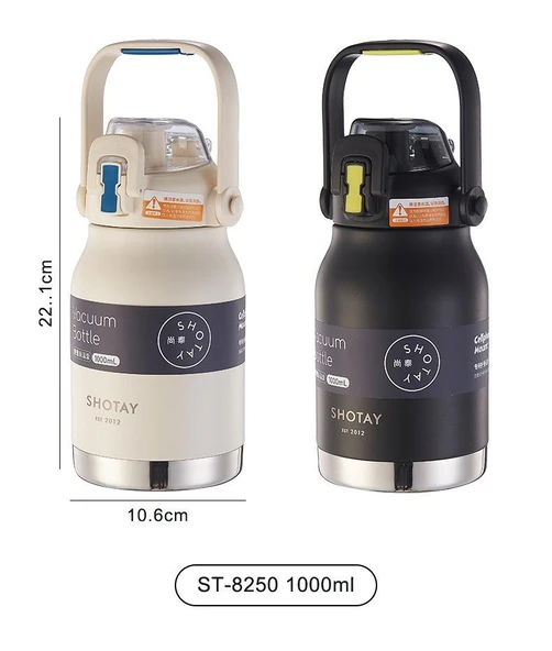 Shotay Çelik Termos Matara Phone Holder 1000Ml Siyah - 3