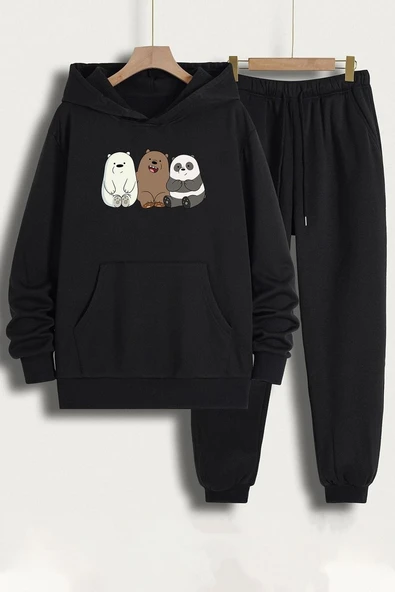 Unisex Kafadar Ayılar Baskılı Eşofman Takımı ürün görseli 1