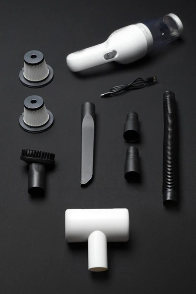 Araç Süpürgesi ELS24 Beyaz 50W 4000mAh 6000PA Kablosuz Şarjlı Taşınabilir Type-C Ev Araba Süpürge - 8