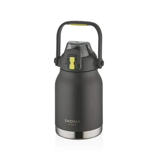 Shotay Çelik Termos Matara Phone Holder 1000Ml Siyah