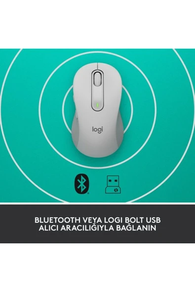 Logitech Signature M650 Küçük ve Orta Boy Sağ El Için Sessiz Kablosuz Mouse - Beyaz - 5