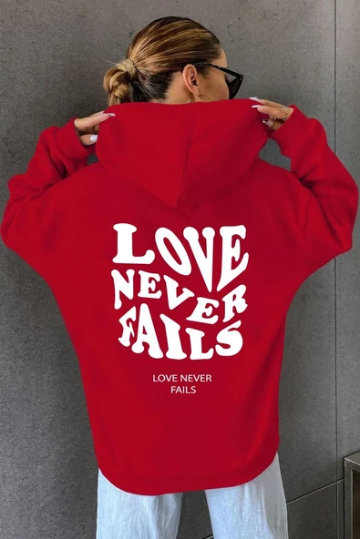 Unisex Love Never Fails Sırt Baskılı Sweatshirt - Resim 6