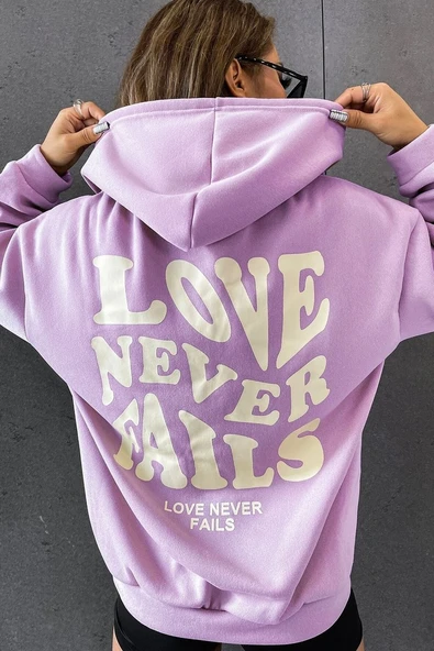 Unisex Love Never Fails Sırt Baskılı Sweatshirt - Resim 12