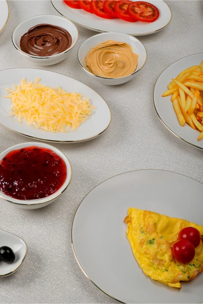 Farika Porselen Şems 16 Parça 6 Kişilik Altın Yaldız Porselen Kahvaltı Takımı - 3