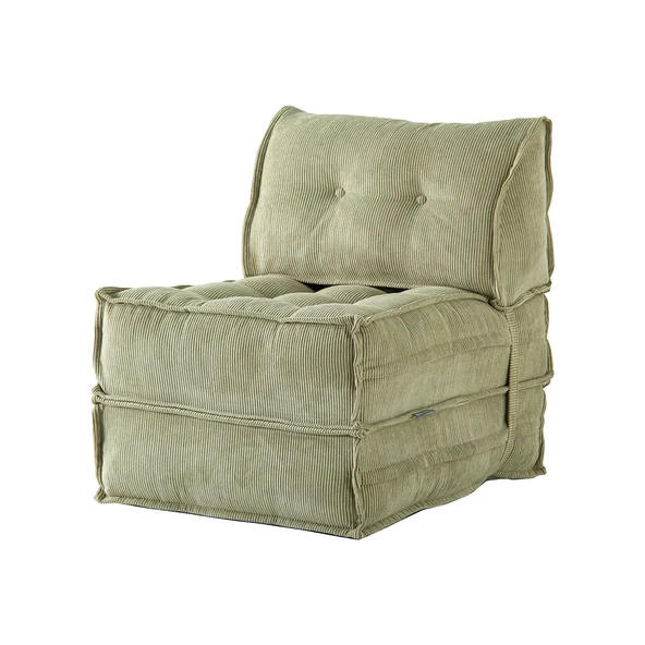 Mocca Fitilli Kadife Tek Kişilik Katlanır Yatak Katlanır Koltuk Gri Tek - 9