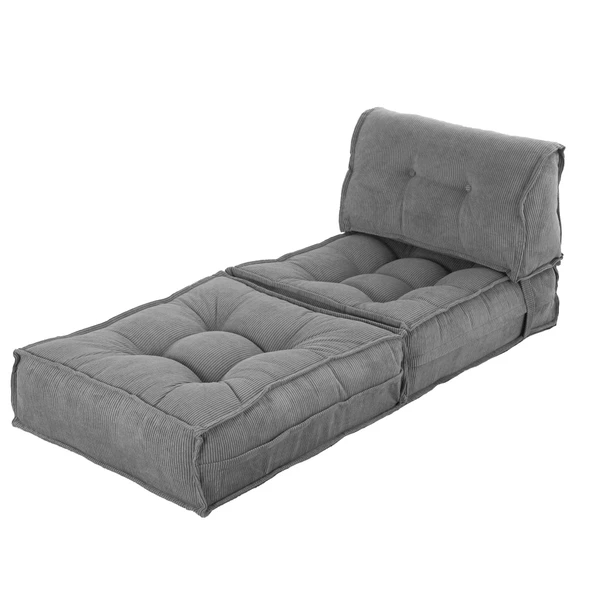 Mocca Fitilli Kadife Tek Kişilik Katlanır Yatak Katlanır Koltuk Gri Tek - 5
