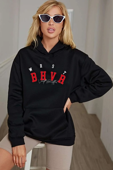 Unisex Bhvr Baskılı Sweatshirt