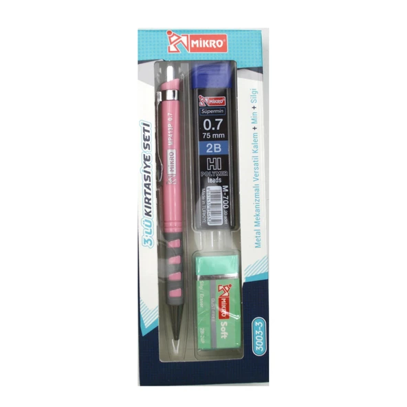 Mikro Kırtasiye Okul Seti Versatil 3 Lü  0,7 ( Kalem+Silgi+Uç) MK-3003-3 - 5