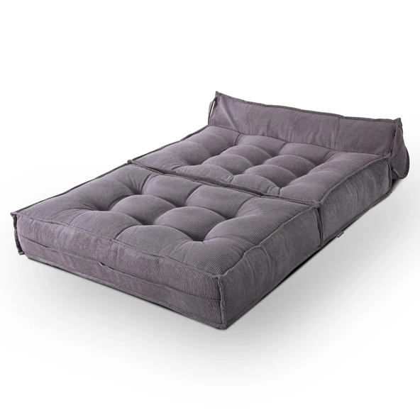Mocca Fitilli Kadife Çift Kişilik Katlanır Yatak Katlanır Koltuk Gri Çift - 4