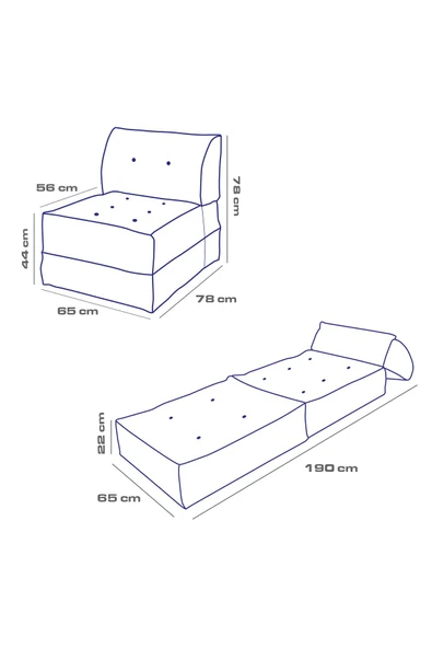 Mocca Fitilli Kadife Tek Kişilik Katlanır Yatak Katlanır Koltuk Gri Tek - 7