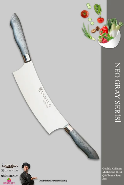 Neo Gray Serisi Mutfak Bıçak Pizza Börek Salata Kıyma Bıçağı Çift Tutma Zırh (MFT-965)