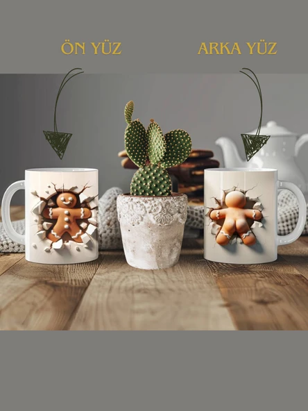 DeepCraft Eğlenceli Kurabiye Kupa Yılbaşı,Sevgililer Günü, Hediyelik Kupa 300ML - 4