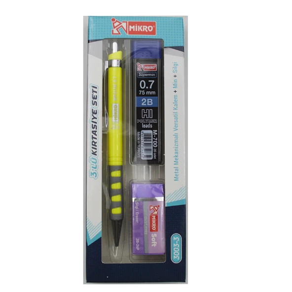 Mikro Kırtasiye Okul Seti Versatil 3 Lü 0,7 ( Kalem+Silgi+Uç) MK-3003-3 - 6