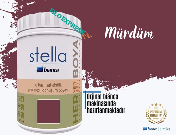 BİANCA STELLA SU BAZLI SAF AKRİLİK BOYA 1 LİTRE MÜRDÜM