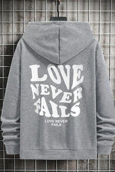 Unisex Love Never Fails Sırt Baskılı Sweatshirt - Resim 8
