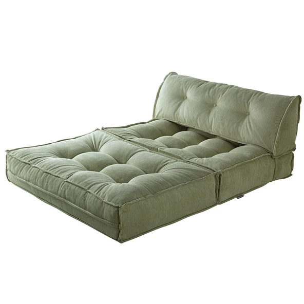 Mocca Fitilli Kadife Çift Kişilik Katlanır Yatak Katlanır Koltuk Gri Çift - 12