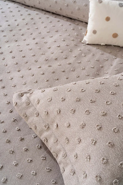 Rivaİstanbul Talya Vizon Punch İşlemeli Çift Kişilik Yatak Örtüsü Takımı 4 Parça Uyku & Çeyiz Seti - Resim 6