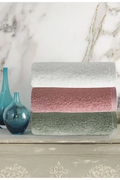 3 lü Renkli El Yüz Havlu Seti %100 Pamuklu Natural Harmony - 3