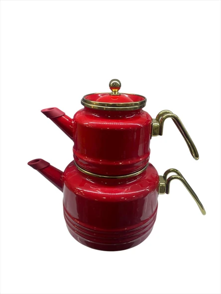 MissBetty Linea Troy Emaye Çaydanlık Takımı Kırmızı - 2